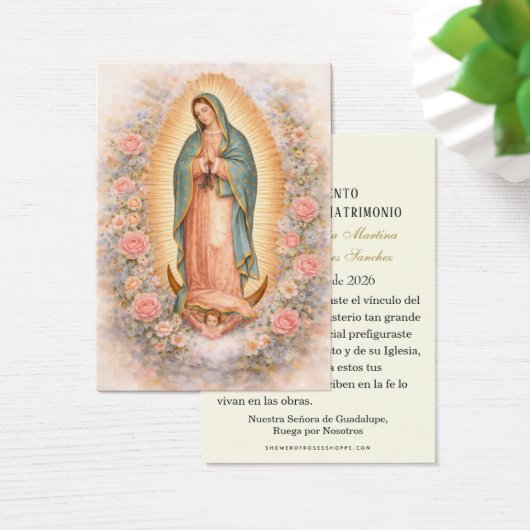 Spanish Catholic Guadalupe Wedding Holy Card (デスク)