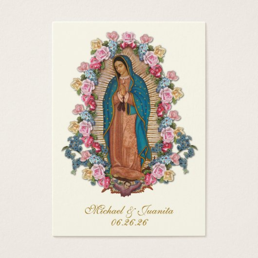 Spanish Catholic Guadalupe Wedding Holy Card (正面)