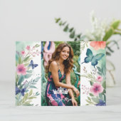 Spanish Charming Sweet Floral Garland Butterflies 招待状 (スタンド正面)