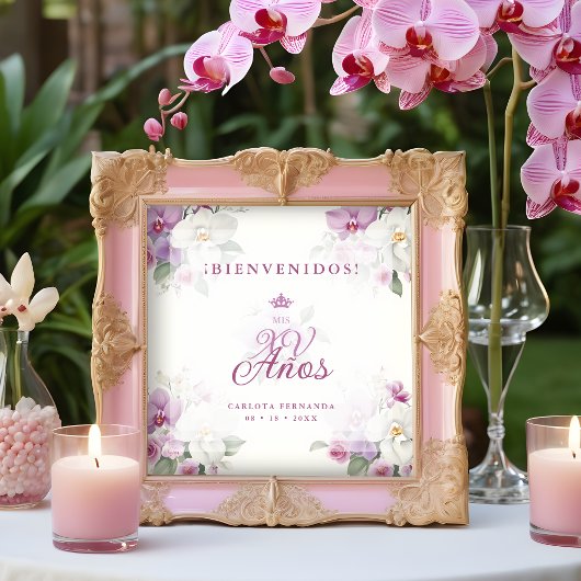 Spanish Cherished Exquisite Floral Pink Orchids ポスター