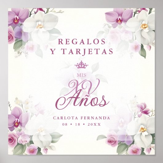 Spanish Cherished Exquisite Floral Pink Orchids ポスター (正面)