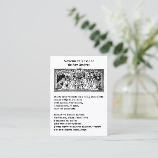 Spanish Christmas St. Andrew Novena Prayer 名刺 (スタンド正面)