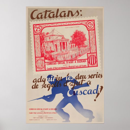 Spanish Civil War Poster Catalonia Basque Aid ポスター (正面)