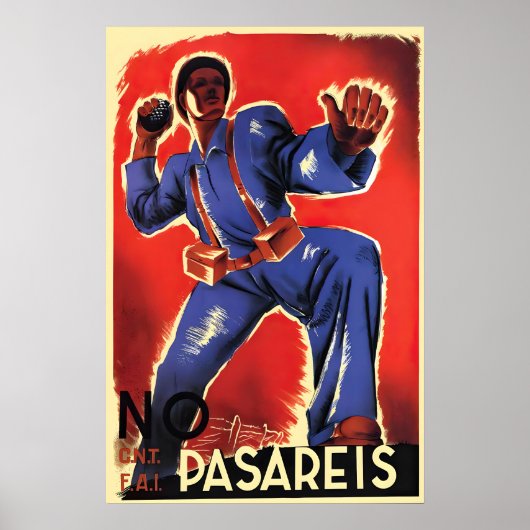 Spanish Civil War Poster No Pasareis No Pasaran ポスター (正面)