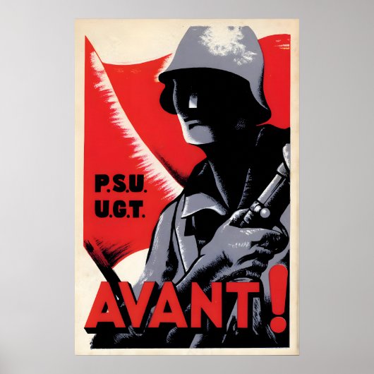 Spanish Civil War Propaganda Poster PSU UGT ポスター (正面)