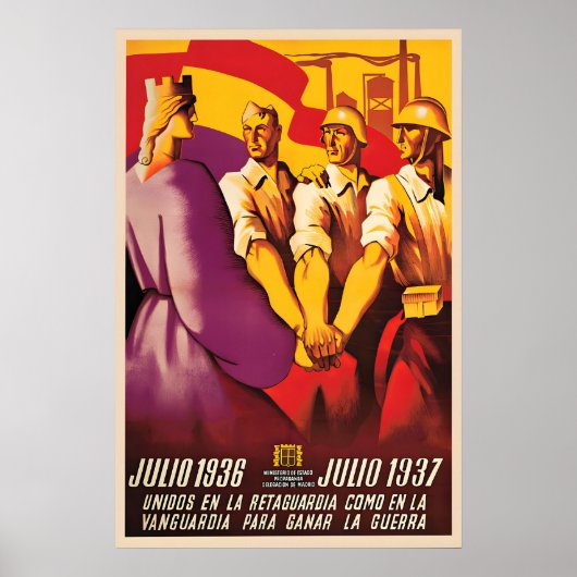 Spanish Civil War Propaganda Poster Unity in the ポスター (正面)