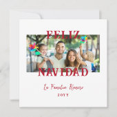 Spanish Classic Red Merry Christmas Photo シーズンカード (正面)