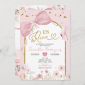 Spanish Coquette Blush Pink Butterfly Es Nina 招待状 (正面/裏面)