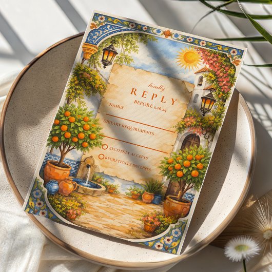 Spanish Courtyard Romance Wedding 出欠カード