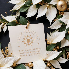 Spanish Cute Sophisticated Snowflake Christmas ラバースタンプ