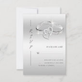 Spanish Decorative Glitzy Silver Wedding Rings  出欠カード (正面)
