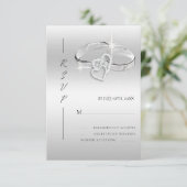 Spanish Decorative Glitzy Silver Wedding Rings  出欠カード (スタンド正面)