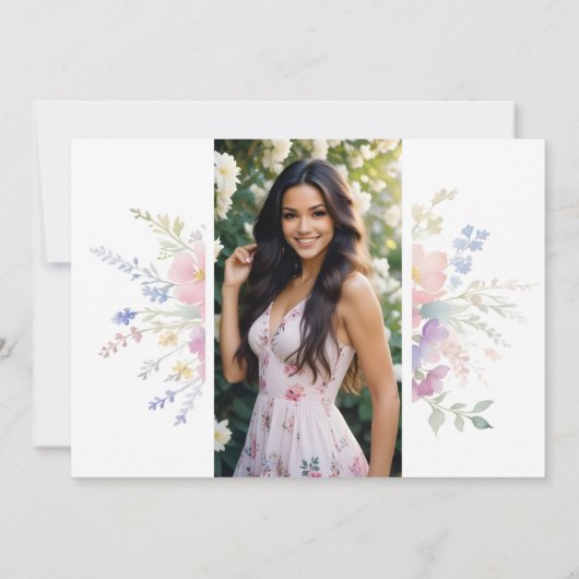 Spanish Delicate Spring Quinceañera Soft Floral 招待状 (裏面)