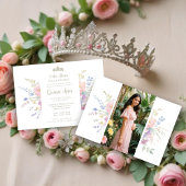 Spanish Delicate Spring Quinceañera Soft Floral 招待状