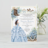 Spanish Dusty Blue Charro Princess Sweet 15 Años 招待状 (スタンド正面)