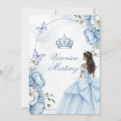 Spanish Dusty Blue Floral Princess Silver 15 Años  招待状 (裏面)