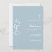 Spanish Dusty Blue invitaciones de bautizo Nino 招待状 (正面)