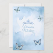 Spanish Dusty Blue Princess Butterfly Bow 15 Años 招待状 (裏面)