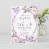 Spanish Dusty Purple Floral Sorpresa 60th Birthday 招待状 (スタンド正面)
