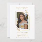 Spanish Elegant Photo Quinceañera in Yellow Floral セーブザデート (正面)