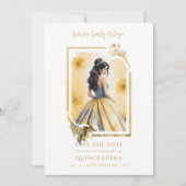 Spanish Elegant Quinceañera Yellow Doll Frame セーブザデート (正面)