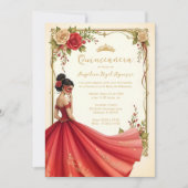 Spanish Exquisite Chic Quinceañera Masquerade Ball 招待状 (正面)