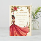 Spanish Exquisite Chic Quinceañera Masquerade Ball 招待状 (スタンド正面)