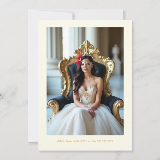 Spanish Exquisite Chic Quinceañera Masquerade Ball 招待状 (裏面)