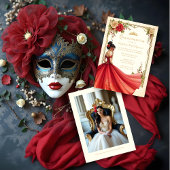 Spanish Exquisite Chic Quinceañera Masquerade Ball 招待状