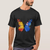 Spanish Falkland Islanders Flag Butterfly Tシャツ (正面)
