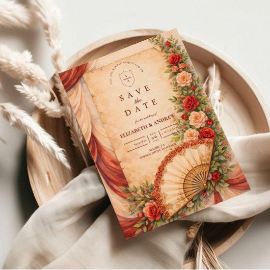 Spanish Fan Romance Wedding セーブザデート