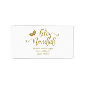 Spanish Feliz Navidad Golden Whimsical Typography ラベル (正面)