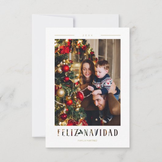 Spanish Feliz Navidad Modern Calligraphy Photo (正面)