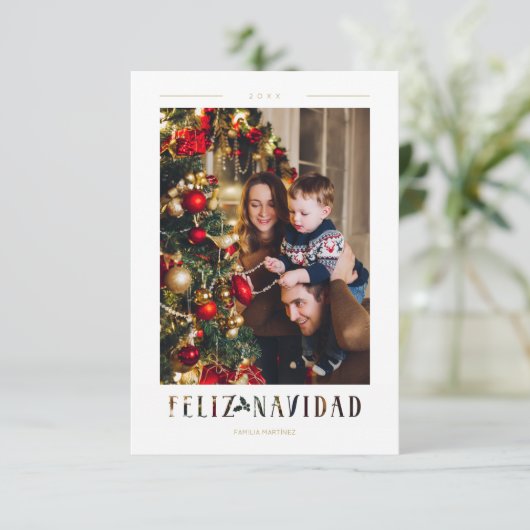 Spanish Feliz Navidad Modern Calligraphy Photo (スタンド正面)