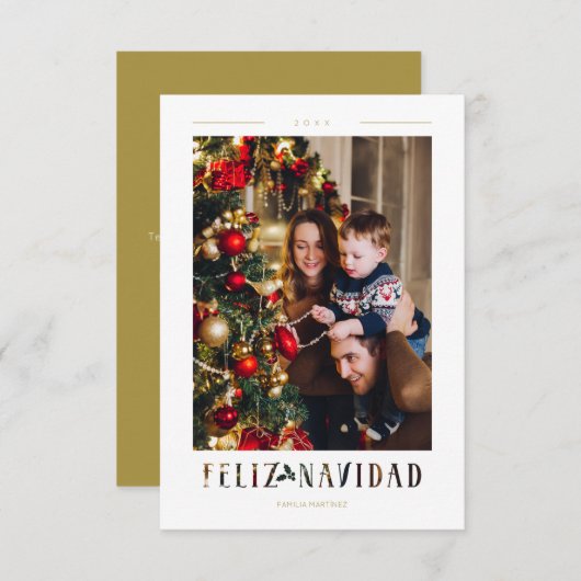 Spanish Feliz Navidad Modern Calligraphy Photo (正面/裏面)