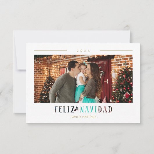 Spanish Feliz Navidad Modern Typography Photo (正面)