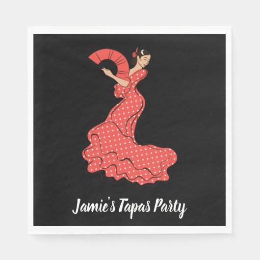 Spanish Flamenco Dancer with Fan スタンダードランチョンナプキン (正面)