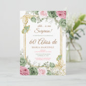 Spanish Floral Fiesta Sorpresa 60 Años Birthday 招待状 (スタンド正面)