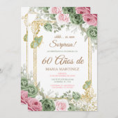 Spanish Floral Fiesta Sorpresa 60 Años Birthday 招待状 (正面/裏面)