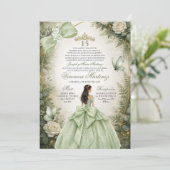 Spanish Forest Greenery Sage Green Floral 15 Años 招待状 (スタンド正面)