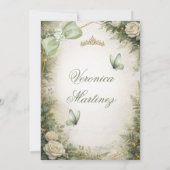 Spanish Forest Greenery Sage Green Floral 15 Años 招待状 (裏面)