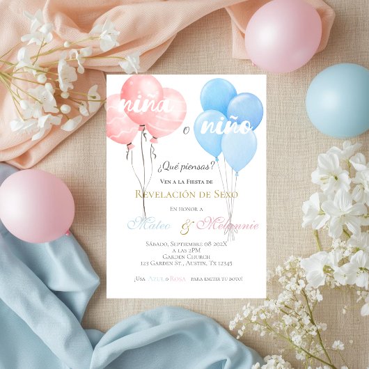 Spanish Gender Reveal 招待状