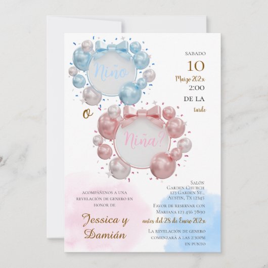 Spanish Gender Reveal Invitation 招待状 (正面)