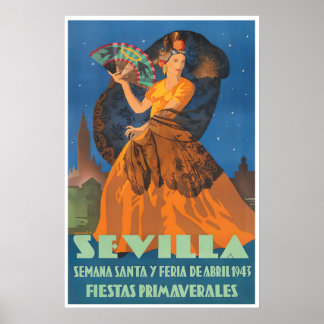 Spanish Gifts Seville Travel Poster Spain Festival ポスター