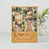 Spanish Golden & Dark Red Trendy XVs Collage 4  招待状 (スタンド正面)