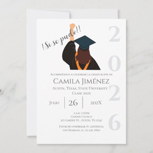 Spanish Graduation Invitation: Class of 2026 招待状 (正面)