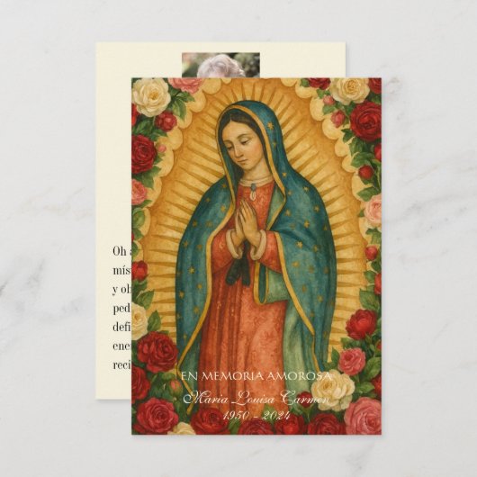 Spanish Guadalupe Photo Funeral Prayer  Holy Card 案内状 (正面/裏面)