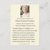 Spanish Guadalupe Photo Funeral Prayer  Holy Card 案内状 (裏面)