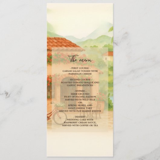 Spanish Hacienda Destination Wedding menu プログラム (正面)