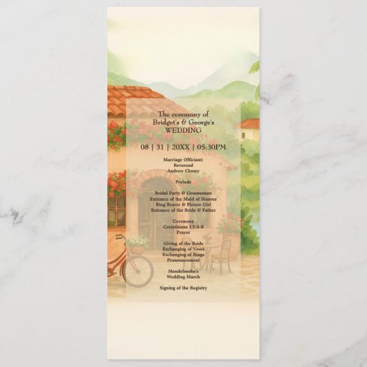 Spanish Hacienda Destination Wedding menu プログラム (裏面)